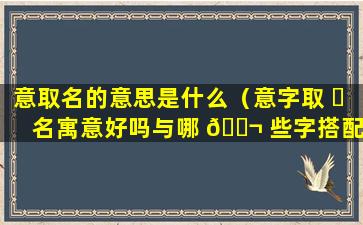 意取名的意思是什么（意字取 ☘ 名寓意好吗与哪 🐬 些字搭配的名字大气少见）